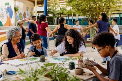 Moradores participam de atividades esportivas e culturais em espaço educacional público de Guarulhos